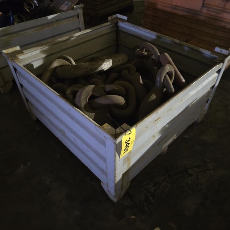 #3401 • Steel Crate w/ Misc. Heavy Duty Chains