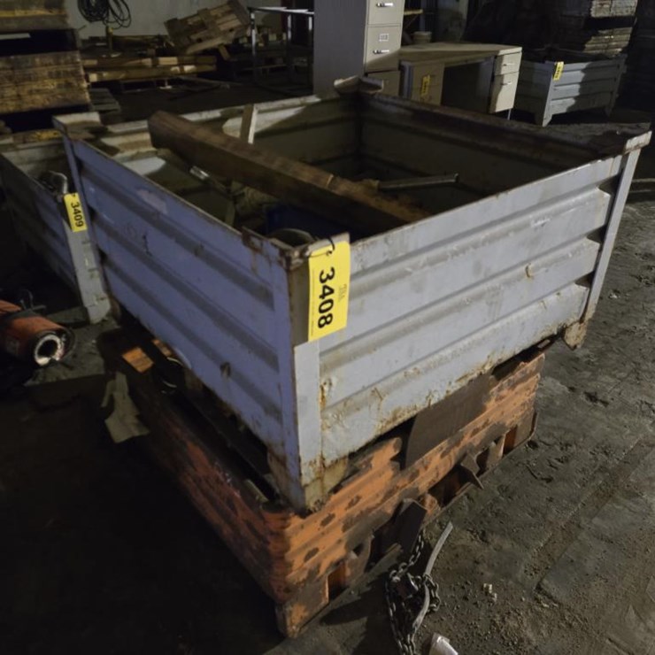 #3408 • (2) Steel Crates w/ Heavy Duty Chains and More