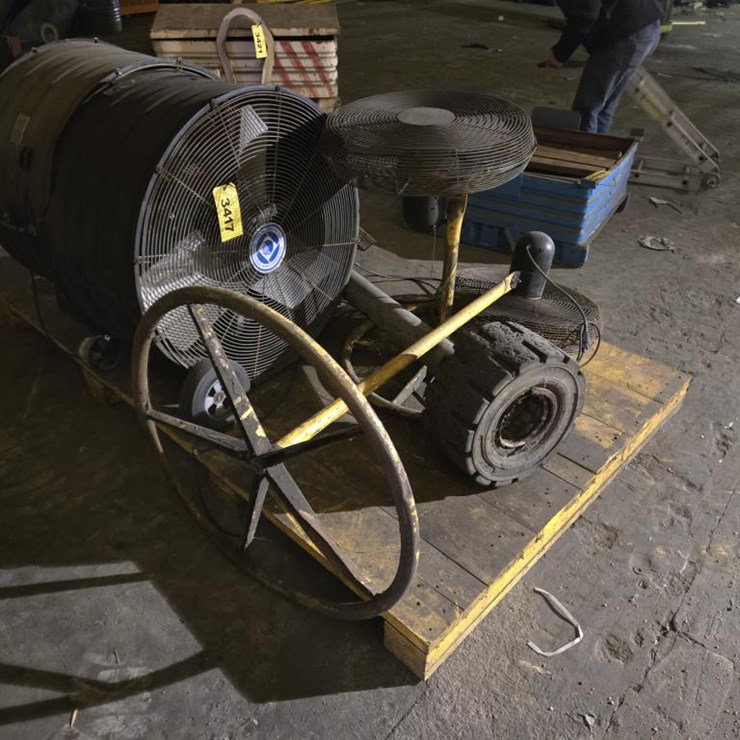 #3417 • (2) Industrial Fans, (3) Standing Fans
