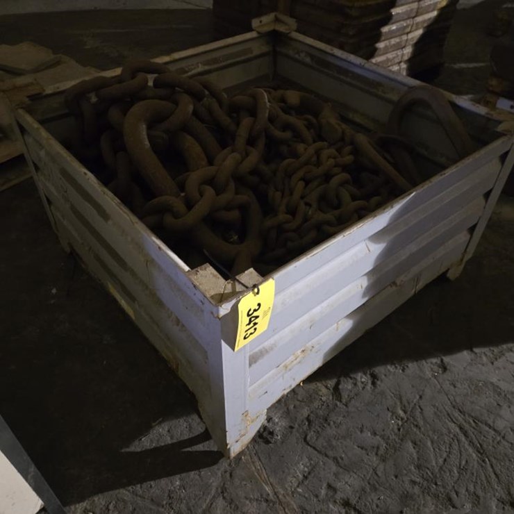 #3413 • Steel Crate w/ Misc. Heavy Duty Chains