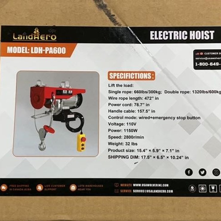 LANDHERO 660LB ELECTRIC HOIST