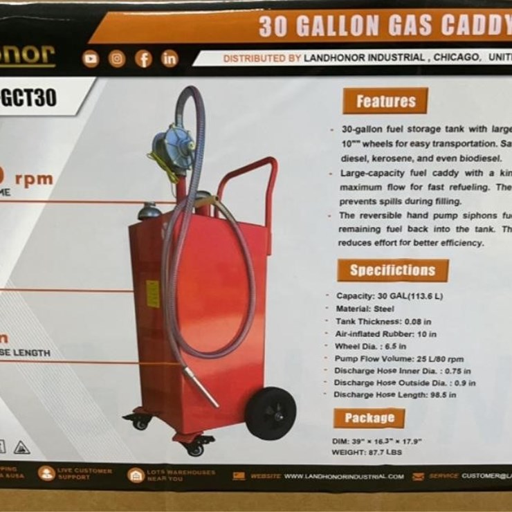 LANDHONOR 30GAL GAS CADDY TANK W/PUMP