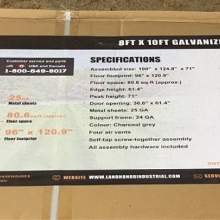 LANDHONOR 8FT X 10FT GALVANIZED METAL SHED