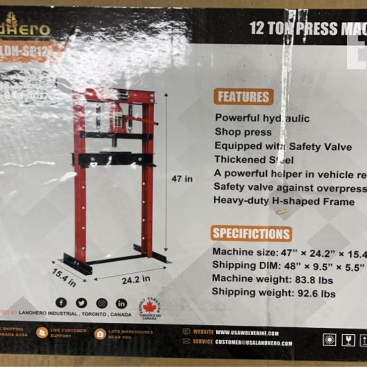LANDHERO 12 TON SHOP PRESS