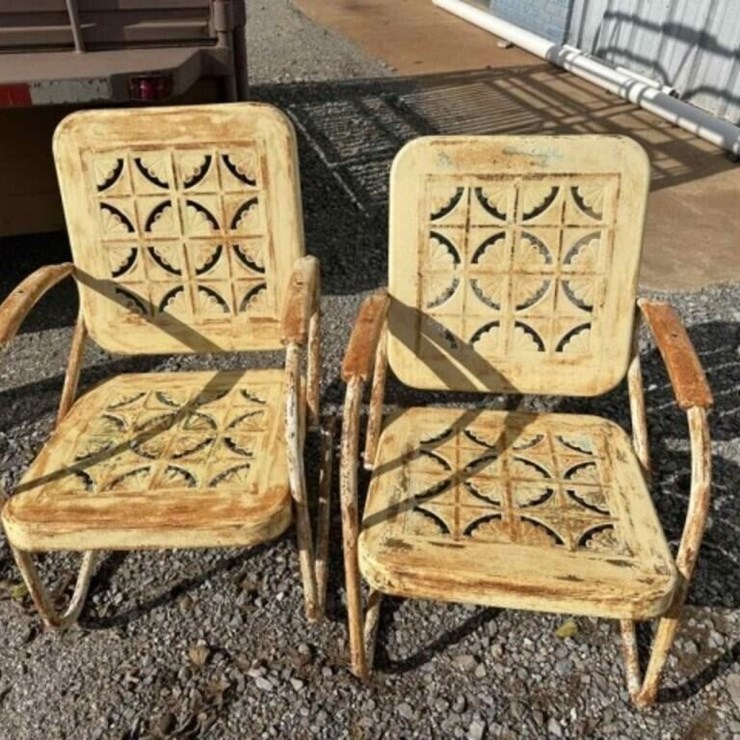 2 X Vintage Decorative Metal Chairs
