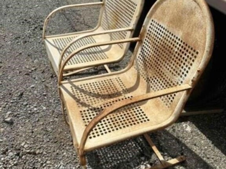 2-x-vintage-hole-pattern-metal-chairs-image-2