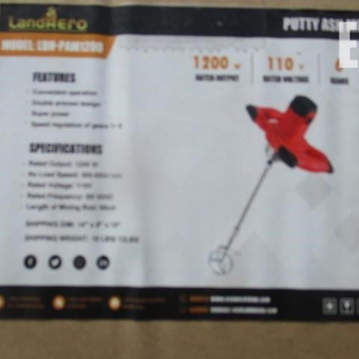 PUTTY ASH MIXER RATED OUTPUT: 1200 W NO LOAD SPEED