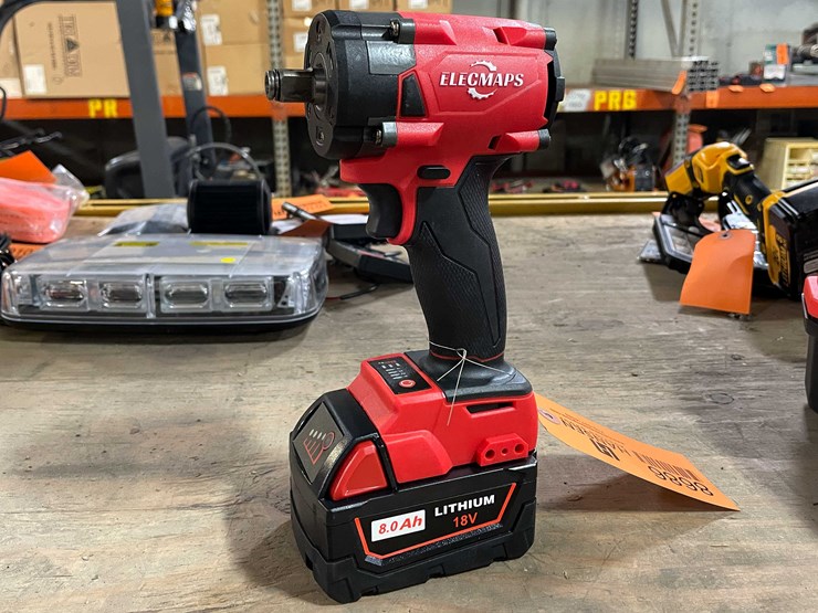 #8686-•-milwaukee-compatible-18-volt-cordless-1/2"-impact-and-8ah-battery-(pr13)-image-1