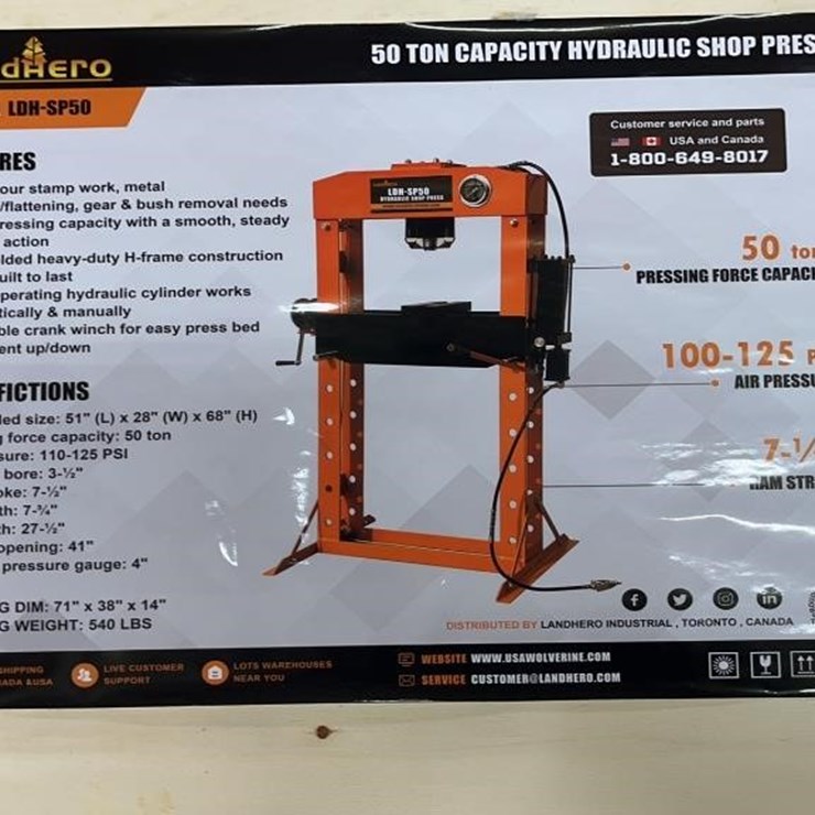 LANDHERO 50 TON HYDRAULIC SHOP PRESS