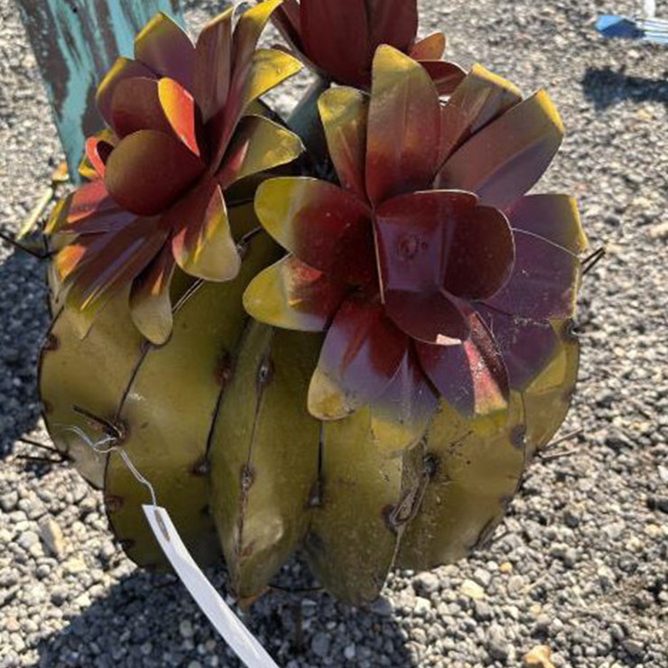#89 • Metal Art- Medium Cactus w/ Flower