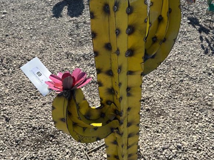 #69-•-metal-art--large-standing-yellow-cactus-w/-flower-image-2