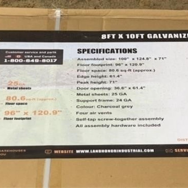 LANDHONOR 8FT X 10FT GALVANIZED METAL SHED