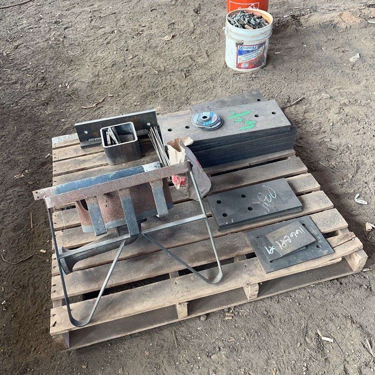 Pallet Steel, (2) Buckets of Lead