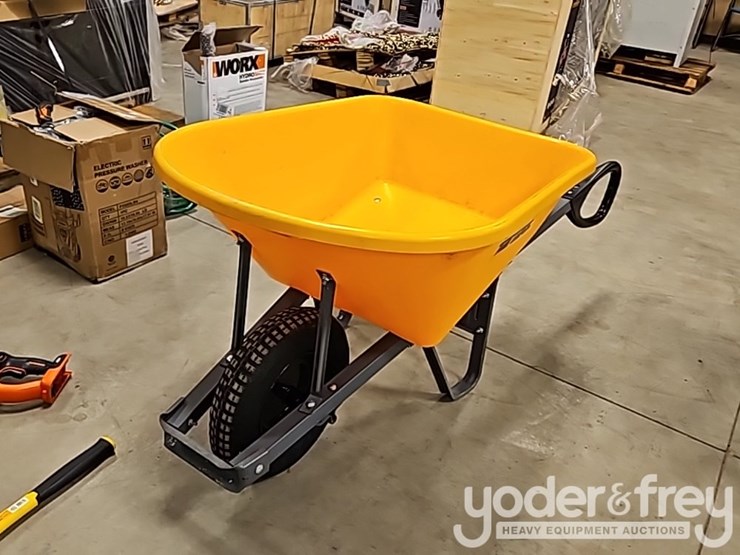 wheel-barrow,-machete-(2-of),-3lb-brass-hammer,-seep-hose,-adjustable-multi-tool-hanger,-black-&-decker-40v-weed-wacker,-trexeen-hedger-image-2