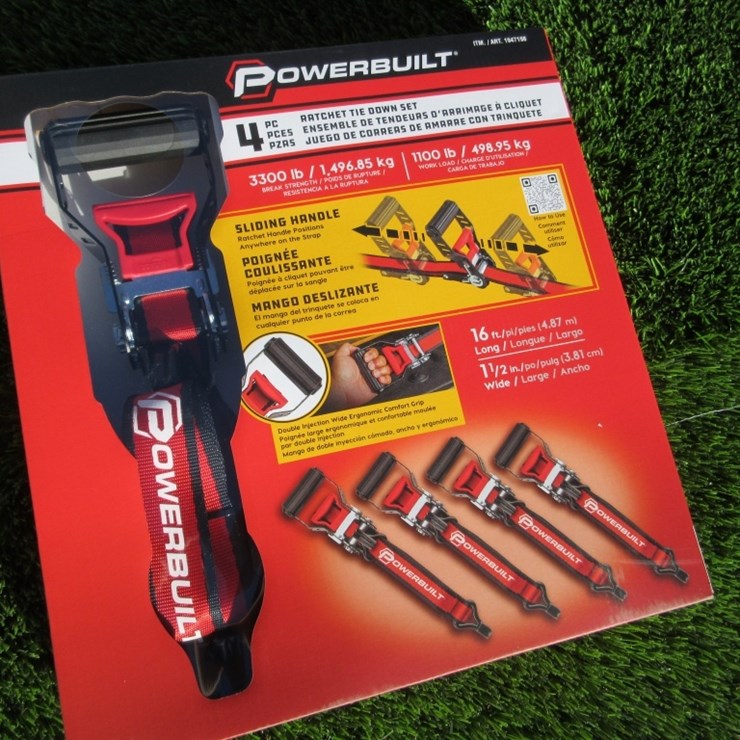 (4) New Unused Power Built Ratchet Straps