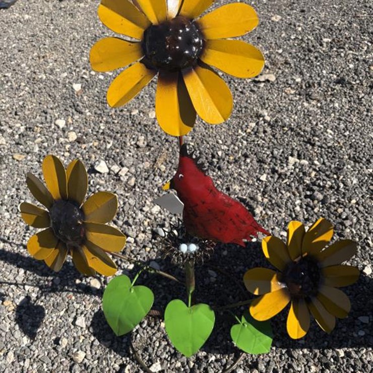#151 • Metal Art- Cardinal & Sunflower