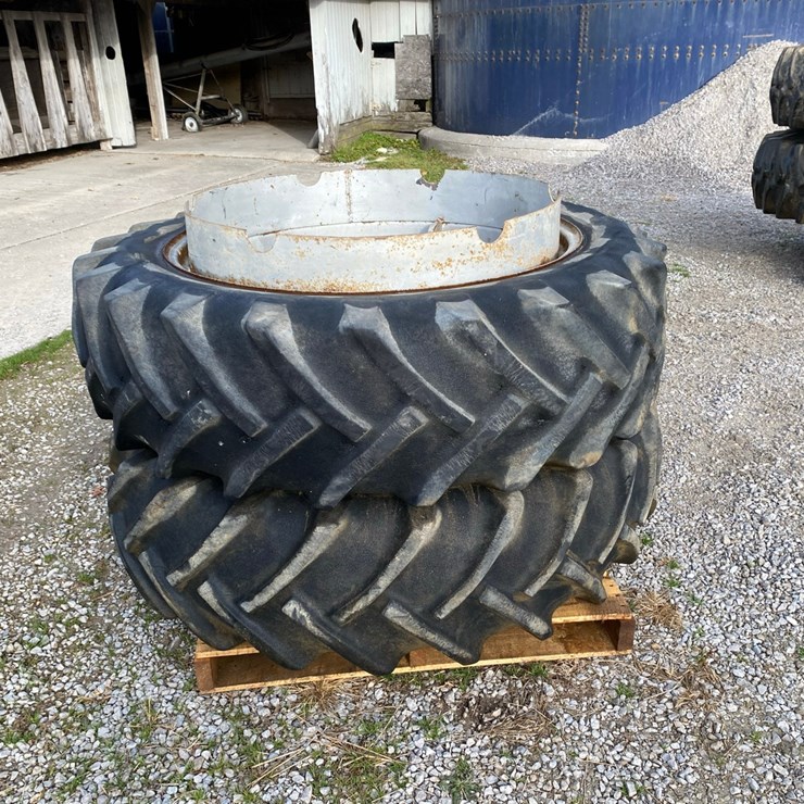 Firestone Radial 18.4-38 duals with Spacers for 32” Combine Wheels