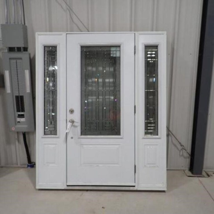 Black Front Door w/Side Glass Panes & Frame