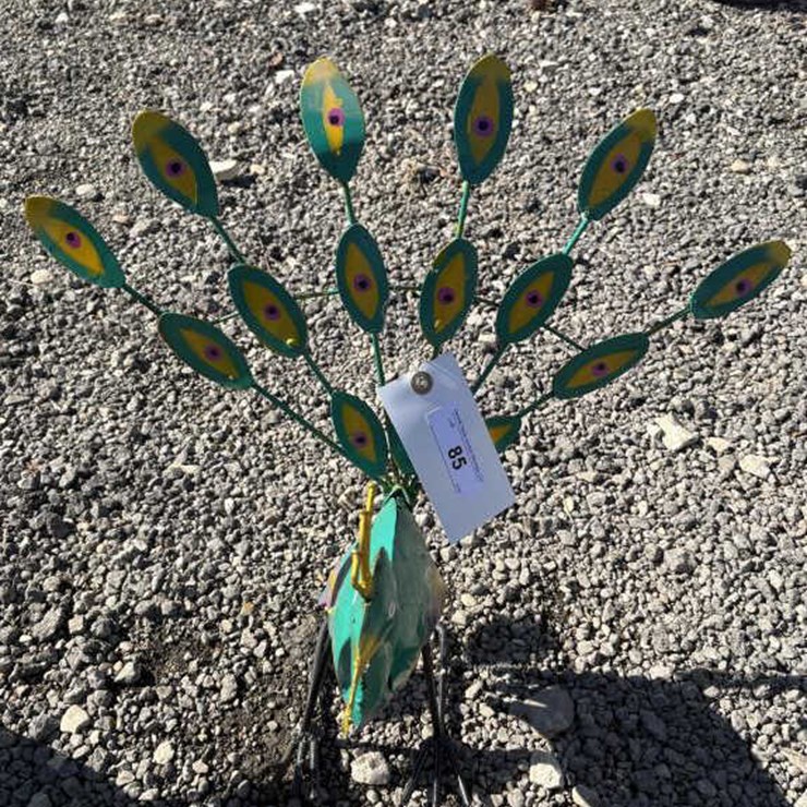 #85 • Metal Art- Teal & Yellow Peacock