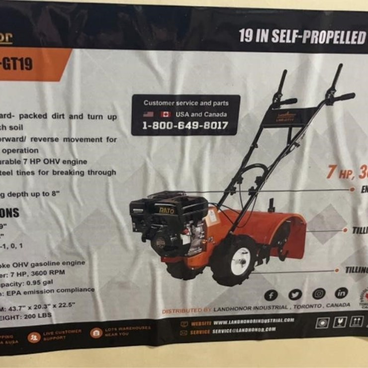 LANDHONOR 19IN GARDEN TILLER