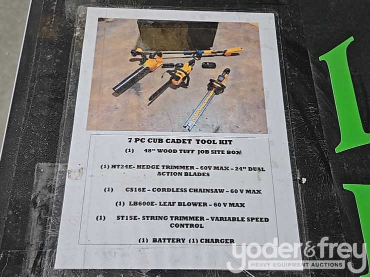 unused-wood-tuff-tow-48"-box-7-pcs-cub-cadet-tool-kit,-hedge,-trimmer,-cordless-chainsaw,-leaf-blower,-string-trimmer,-battery-charger-image-7