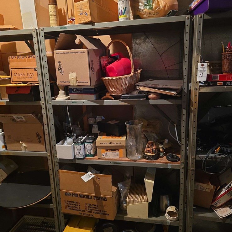 Glass jars, light bulbs, decorations, paint, misc., shelf not included