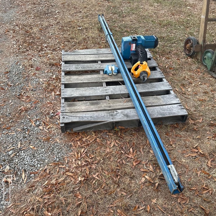 DEMAG ELECTRIC CHAIN HOIST W/ RAIL & TRUCK