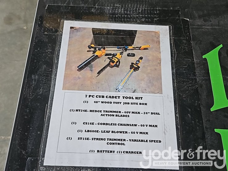unused-wood-tuff-tow-48"-box-7-pcs-cub-cadet-tool-kit,-hedge,-trimmer,-cordless-chainsaw,-leaf-blower,-string-trimmer,-battery-charger-image-7