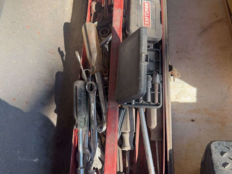 metal-toolbox-with-tools,-nut-drivers,-wrenches-mostly-standard,-and-misc.-image-1