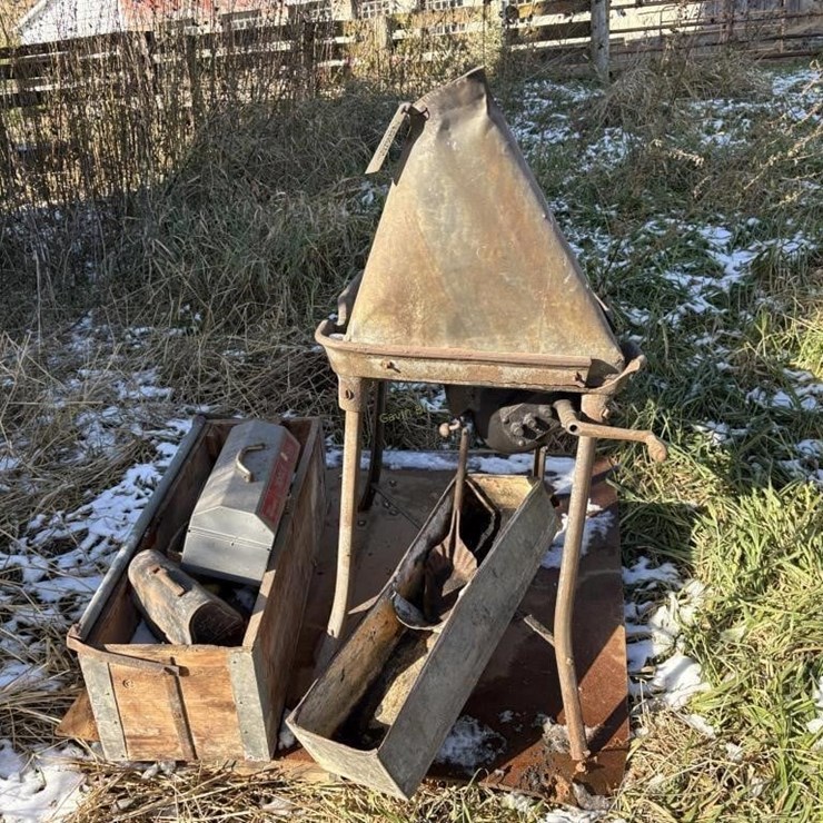 Iron Forge & wood Toolbox w/contents