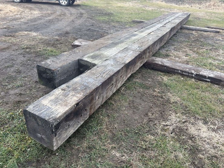 (3)-13”x13”-creosote-treated-wood-beams,-(1)-is-approx-34’,-(1)-is-approx-32.5’,-(1)-is-approx-38’,-image-4