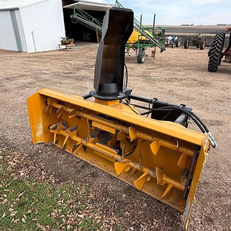 Lorenz 6’ Skid Loader Mounted Snow Blower, Electric Turn and Spout, Dual Auger, Has Hoses and Ends,