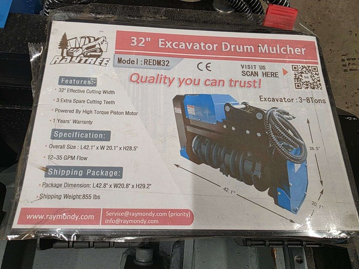 new-raytree-32”-excavator-drum-mulcher,-1-extra-cutting-tooth,-12-35-gpm-flow,-no-hydraulic-ends,-mo-image-2