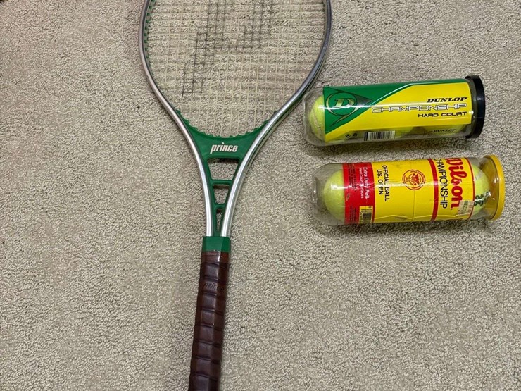 prince-tennis-racket-(27”-oal,-13.5”-x-11”-head),-2-cans-tennis-balls-(1-unopened)-image-1