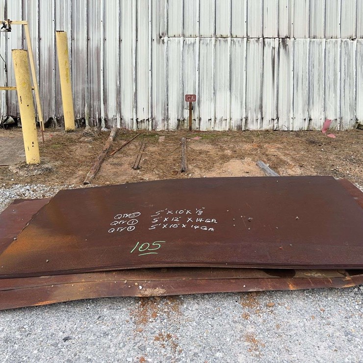 (5) 5' x 10' x 1/8 Steel Plate - More Below