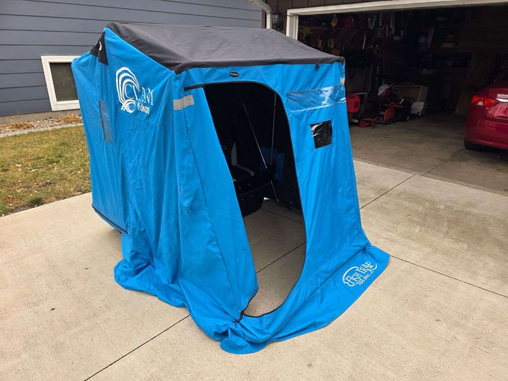 clam-yukon-fish-trap-by-dave-genz-2-person-portable-fish-house,-sled-and-flip-up-style,-folding-seat-image-1