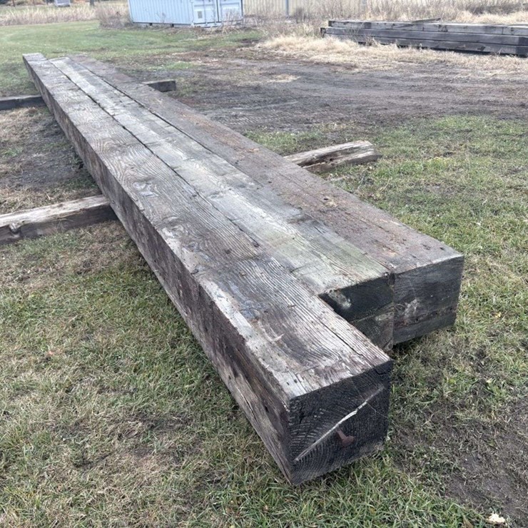 (3) 13”x13” Creosote Treated Wood Beams, (1) is approx 34’, (1) is approx 32.5’, (1) is approx 38’,