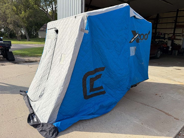 clam-x-200-pro-thermal-fish-house,-fully-insulated,-with-sled-and-hitch,-led-light-bar,-2-doors-image-1