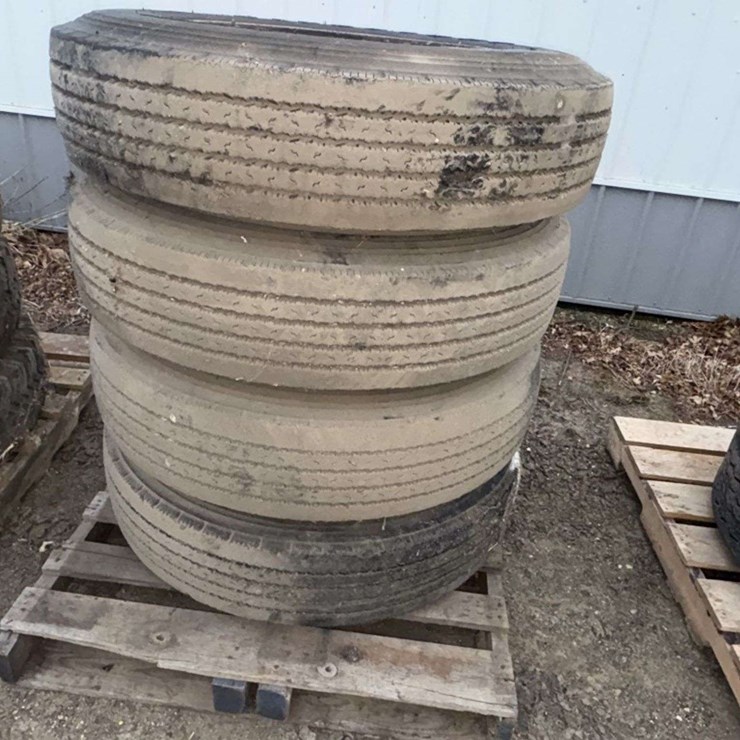 (4) Firestone 10.00R20 Truck Tires on Dayton Rims