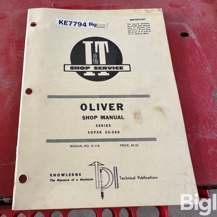 I&T Shop Service Oliver Parts Book