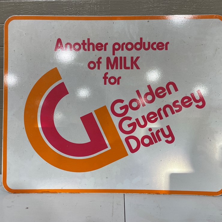 #7849 • Metal Double Sided Golden Guernsey Dairy Sign