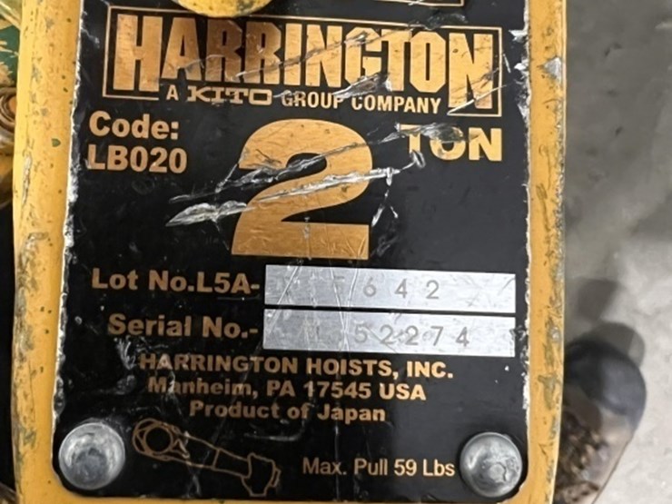 harrington-lb020-2-ton-chain-hoist-qty-2-image-3
