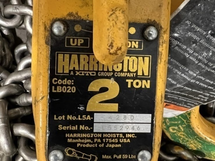 harrington-lb020-2-ton-chain-hoist-qty-2-image-2