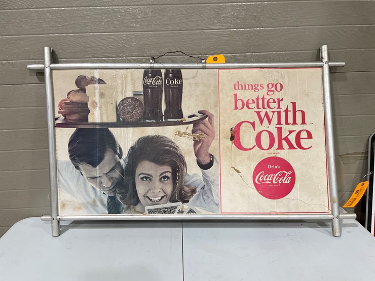 #7865-•-paper-coca-cola-sign-with-metal-frame-image-1