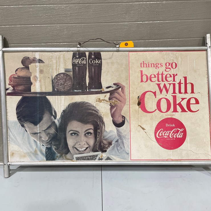 #7865 • Paper Coca-Cola Sign with Metal Frame