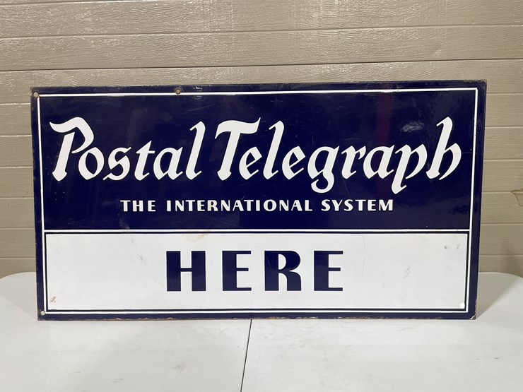 #7846-•-metal-double-sided-postal-telegraph-sign-image-1