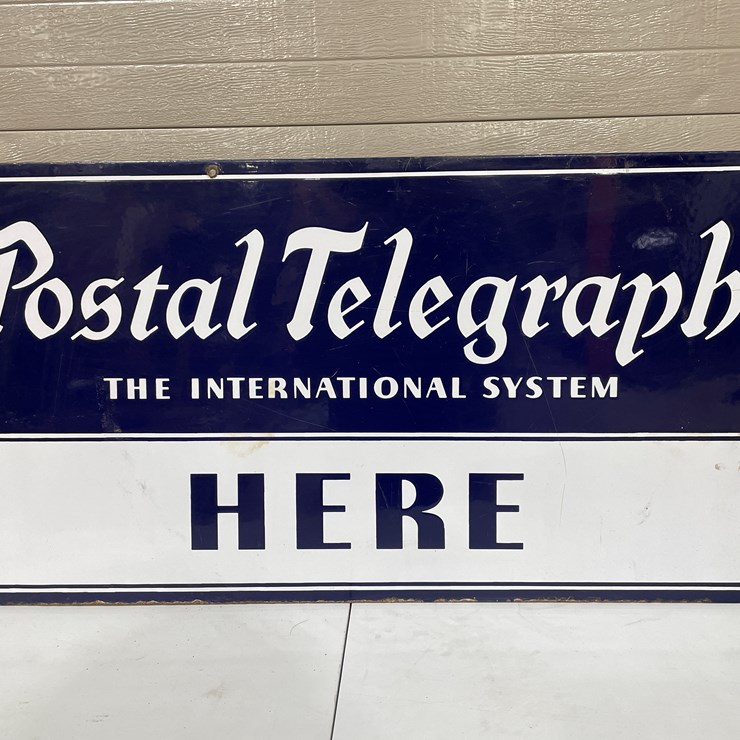 #7846 • Metal Double Sided Postal Telegraph Sign