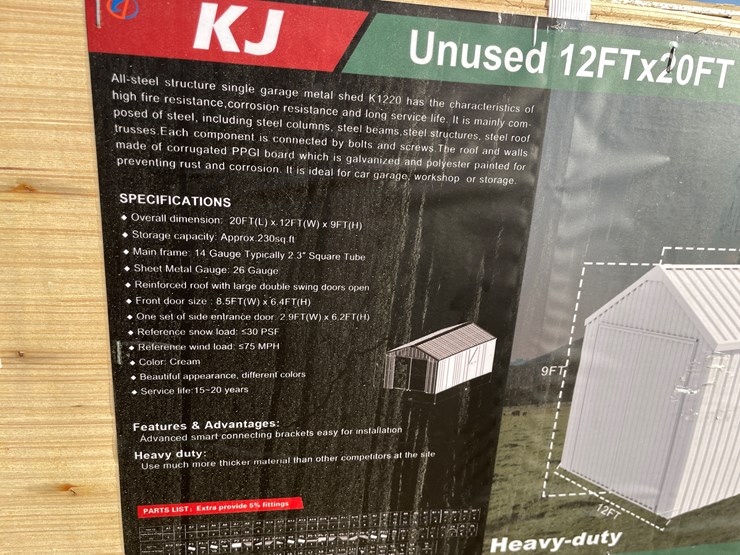 #2514-•-new-kj-12'-x-20'-single-garage-metal-shed-image-8