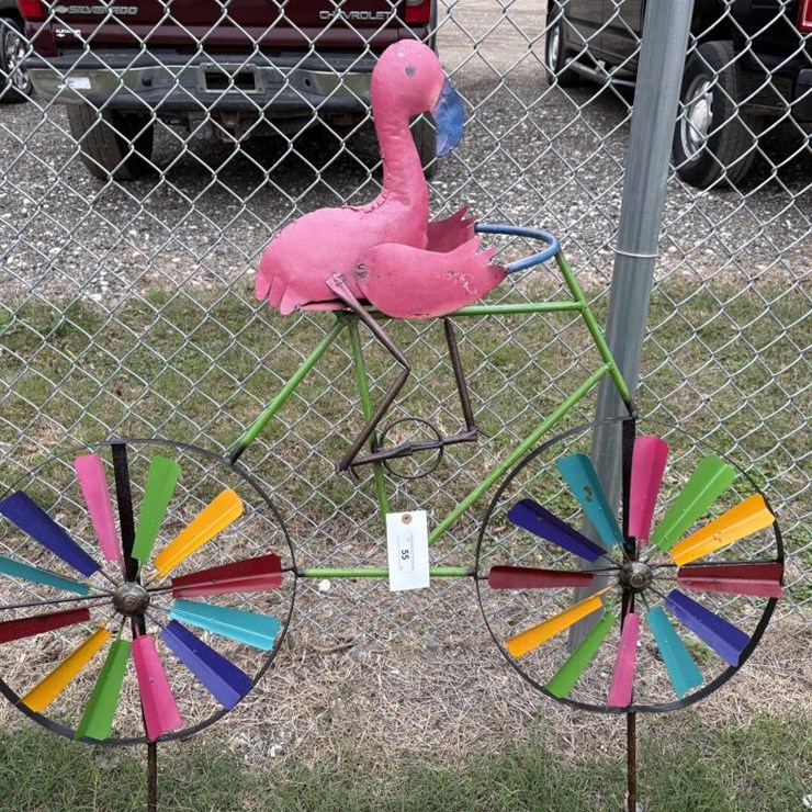 #55 • Metal Art- Flamingo on Bike Whirlybird