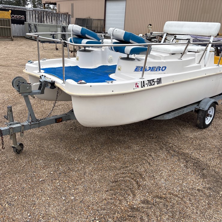 #1423 • 13FT ELECTRIC PONTOON BOAT, CANOPY WITH TRAILER
